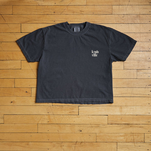 Louisville 01 women's cropped boxy tee in Pepper